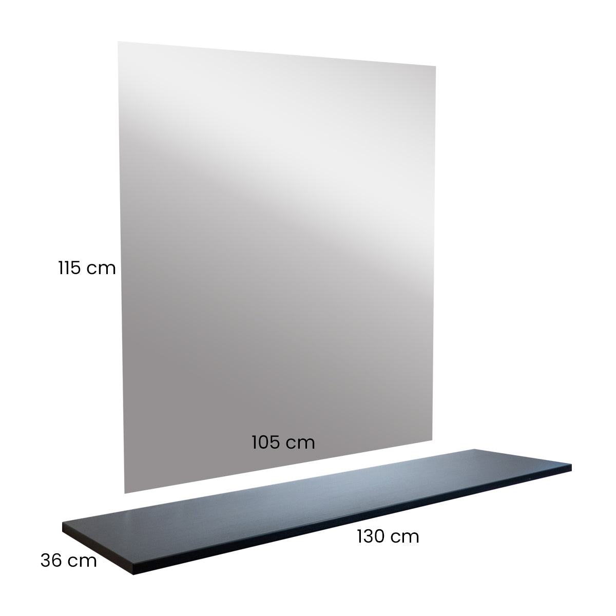 DEMO SÆT 105x115 cm spejl + 1xMADISON 1P hylde 130x36x2