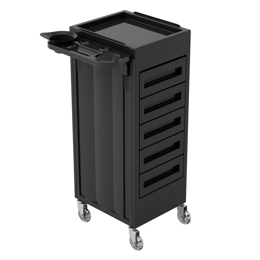 CHARIOT 216 BLACK trolley w/5 closed drawers