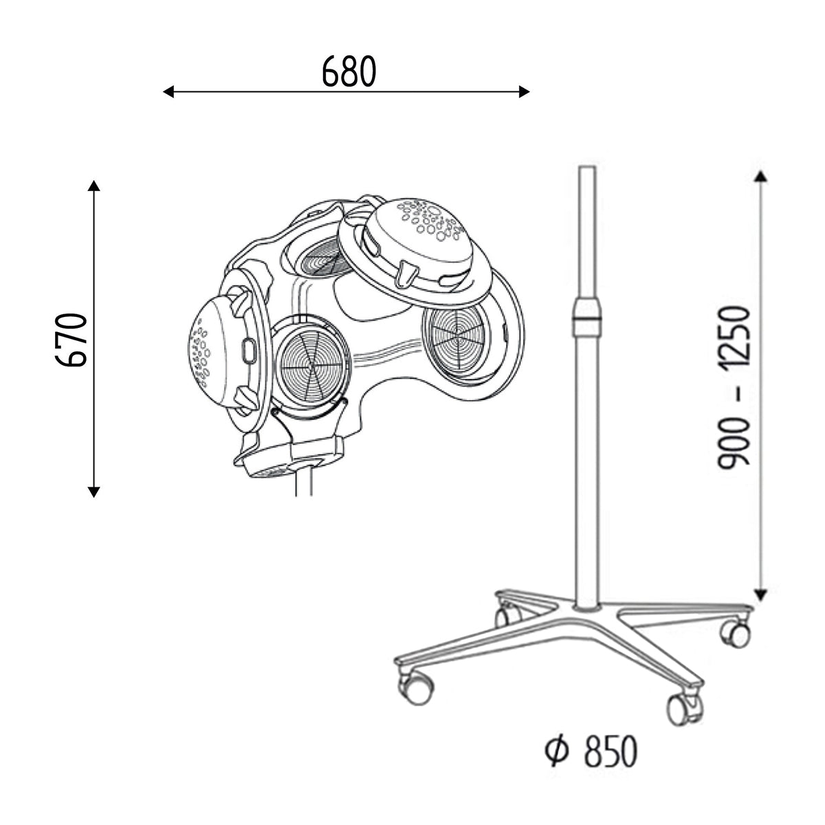 BLACK SPACE thermostimulator analog gulvmodel
2 hastigheder, 4 ben