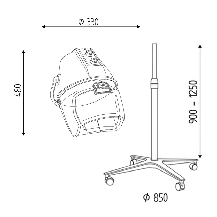 BLOW drying hood white floor model
 2 speeds, 4 legs