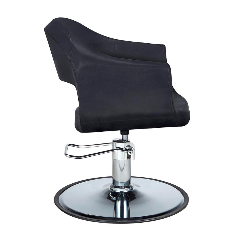 CINDY hairdressing chair black w/round plate base
