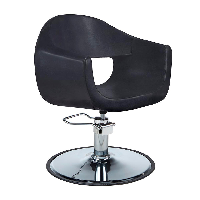 CINDY hairdressing chair black w/round plate base