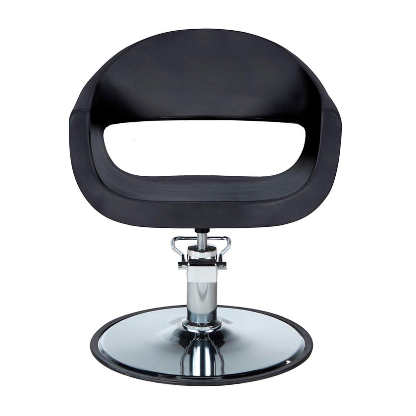 CINDY hairdressing chair black w/round plate base