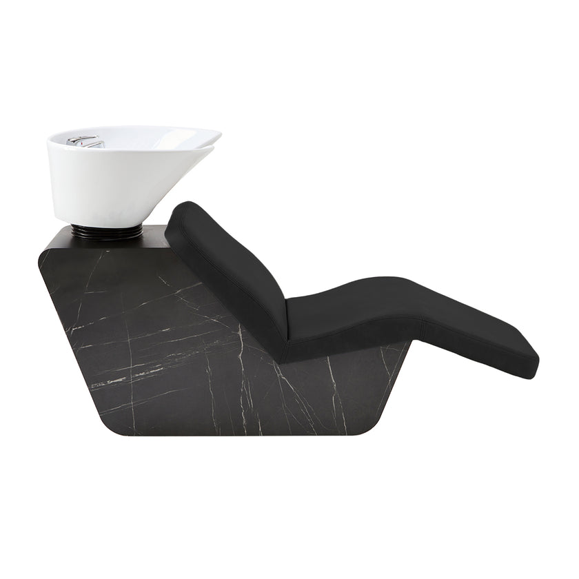 MARINA RELAX wash chair black w/white basin