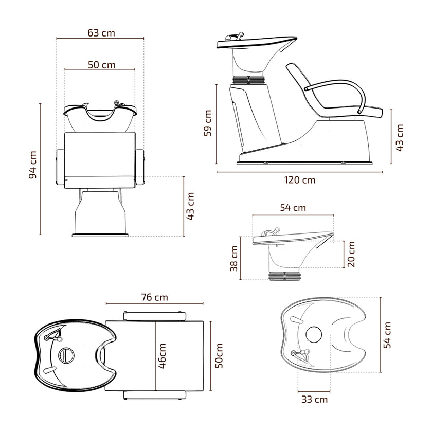 OLIVER washstand w/black plastic bowl