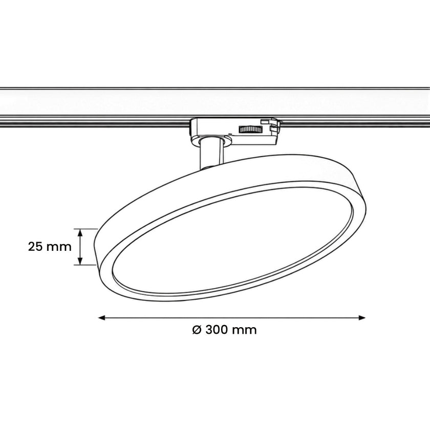 OTTO skinnepanel Ø30 cm hvid 3F, 3000K
2400lm, 30W, CRI90