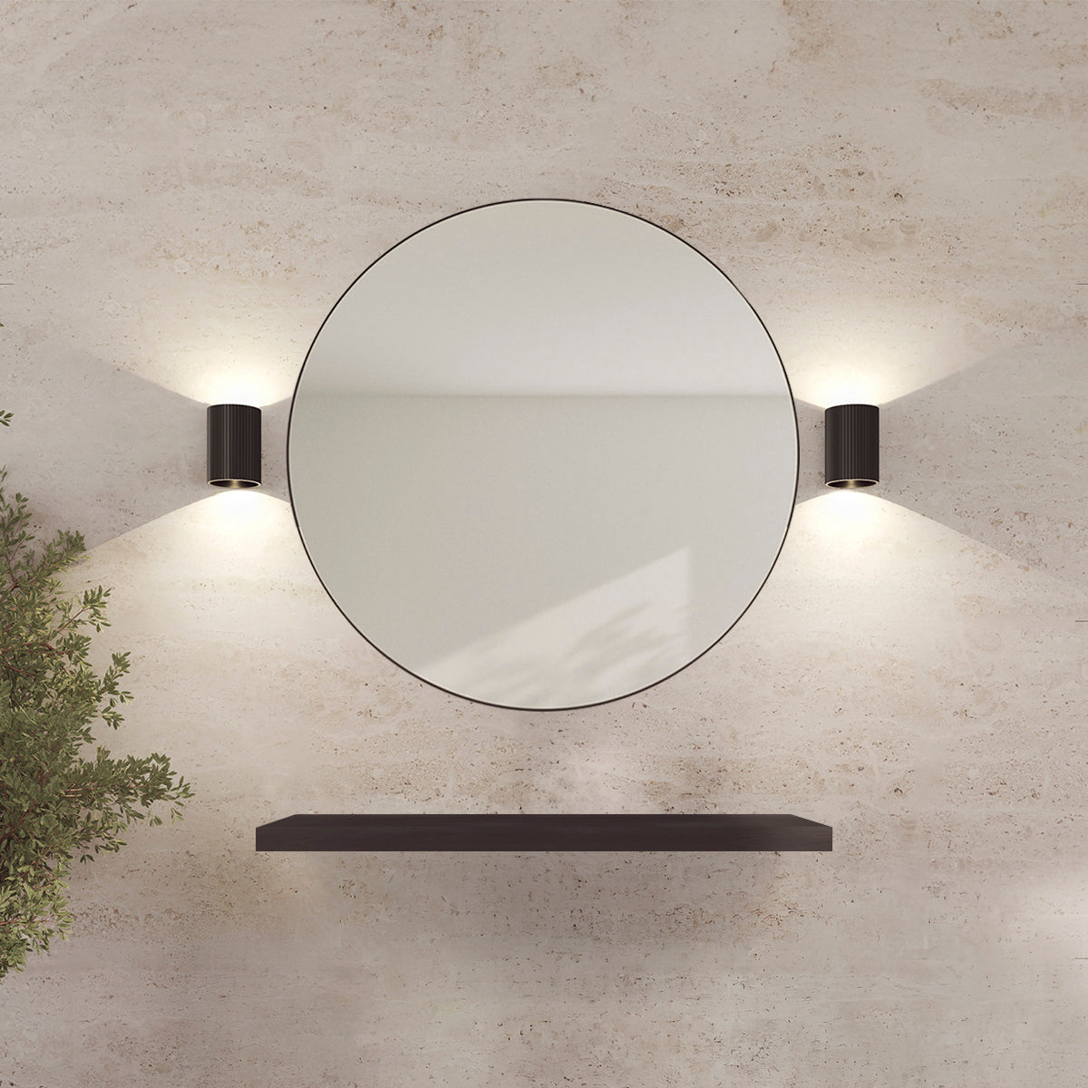 REFINE frisørspejl sort Ø100cm m/ramme
