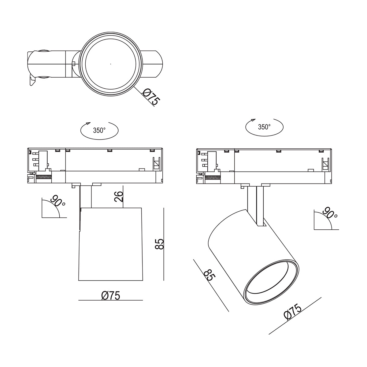 ROD spot hvid 3F, 3000K, 15W, CRI90, 1800lm, 5Y