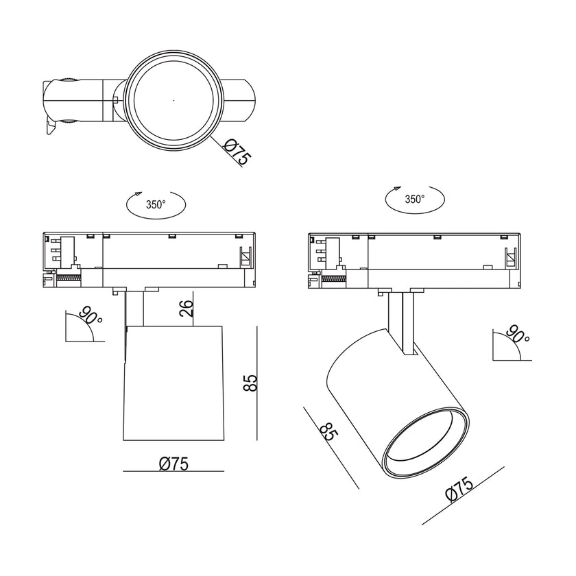 ROD spot hvid 3F, 3000K, 15W, CRI90, 1800lm, 5Y