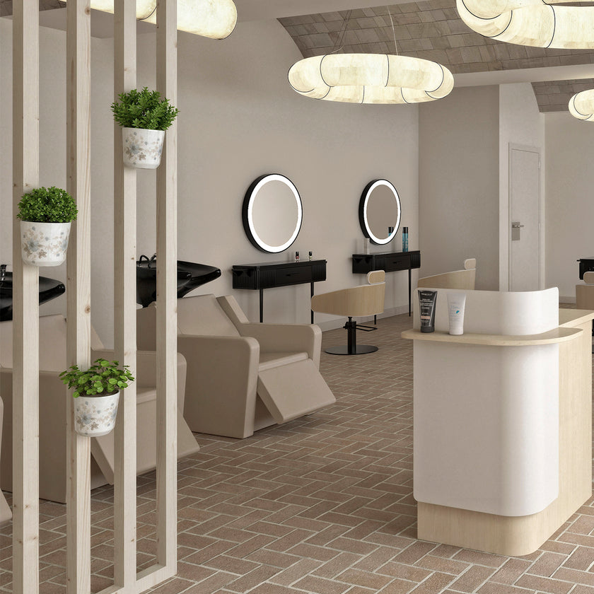 YANNIK washstand beige w/black bowl and electric legrest